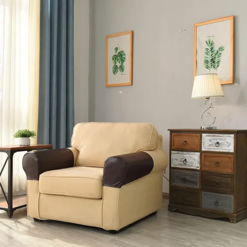 Vista 2 de 2 fundas para reposabrazos de sofá de piel sintética y elastano, elásticas, antideslizantes, protectores para sillones con clavos de giro libre