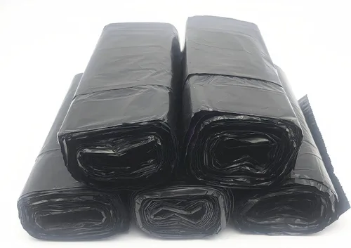 Vista 2 de Bolsas de basura negras con cordón de 5 galones, bolsa de basura pequeña 100 unidades Bolsas de plástico de los trazadores de líneas del bote