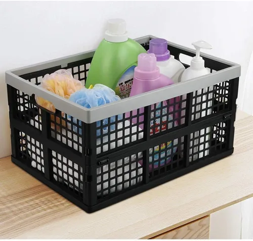 Vista 6 de Asking Cajas plegables para uso general, paquete de 4 cajas apilables de 42 L