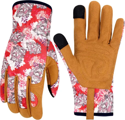 Vista 23 de Guantes de Jardinería de Cuero MERTURN para Mujeres, Guantes de Jardín a Prueba de Espinas, Guantes de Trabajo Compatibles con Pantalla Táctil