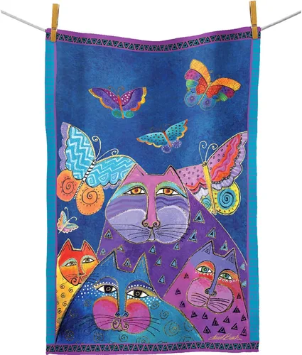 Vista 2 de RainCaper Laurel Burch Flutterbyes - Toallas de cocina de 18 x 28 pulgadas, 1 CT 100% algodón súper suave y absorbente