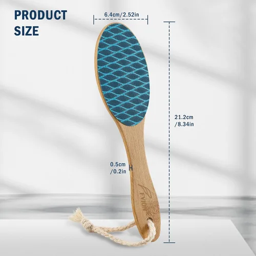 Vista 9 de FVION Lima de bambú para pies y callos – Limpiador portátil para pies y pedicura, lima lijadora, raspador de talón de doble cara para pies suaves