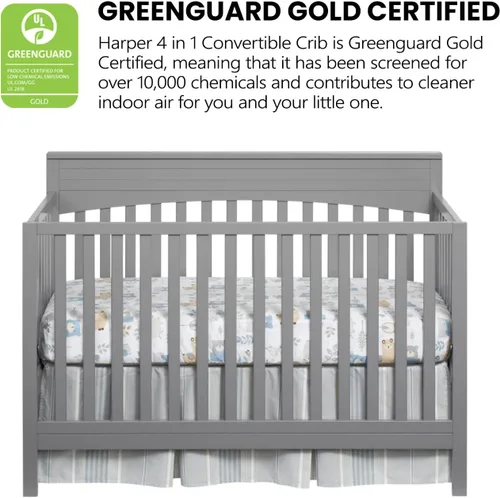 Vista 4 de Oxford Baby Harper - Cuna convertible 4 en 1, gris paloma, certificado GreenGuard Gold Gris (Dove Gray)