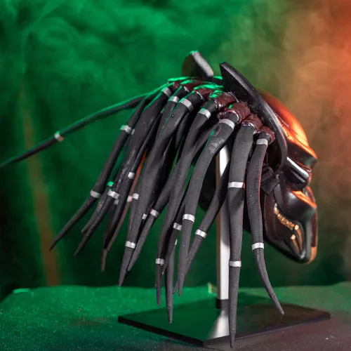 Vista 7 de Xcoser Máscara de depredador con rastas, accesorios para disfraz de cabello para Halloween y cosplay