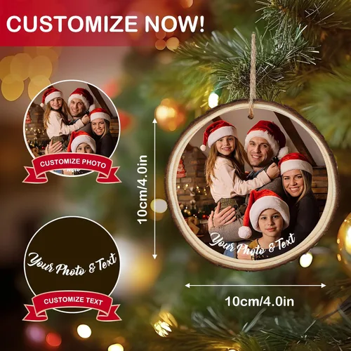 Vista 7 de Bemaystar Adornos de Navidad personalizados con fotos, regalos para Navidad, fotos, adornos personalizados, decoraciones de Navidad, regalos