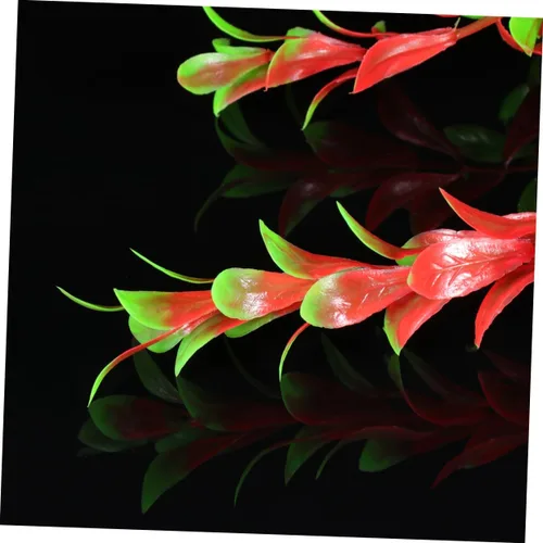 Vista 9 de balacoo Adornos en miniatura Redhood Plantas de acuario de plástico Peces Decoración de acuario Acuario Hierba Plantas Adornos de pecera roja