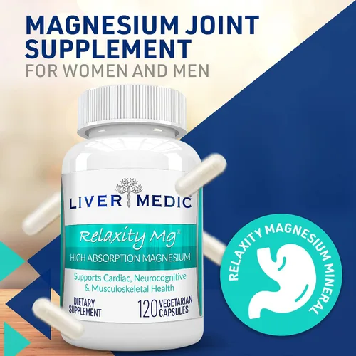 Vista 2 de Relaxity Suplemento de quelato de glicinato de magnesio de alta absorción Calambres musculares Salud ósea Apoyo para el sueño Limpio NonGMO 120