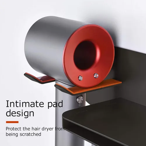 Vista 3 de FLE Soporte para secador de pelo montado en la pared con estante, soporte para secador de pelo, organizador compatible con secador de pelo Negro