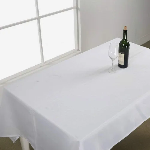 Vista 6 de Mantel en color blanco, mantel de mesa, 100% algodón, lavable a máquina (55 x 39 pulgadas)