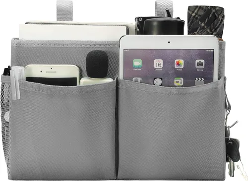 Vista 10 de Bseash Organizador de litera, organizador de cama colgante para mesita de noche, bolsa de almacenamiento con 4 bolsillos y 2 ganchos