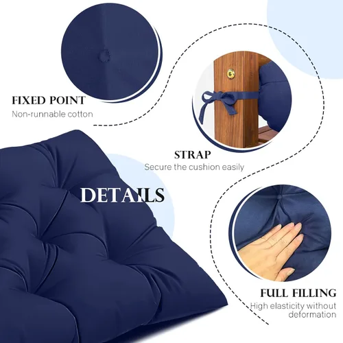 Vista 3 de Cojín de banco para exteriores, color negro, antideslizante, para muebles de exterior, almohadillas gruesas para sillas de patio de 40 pulgadas