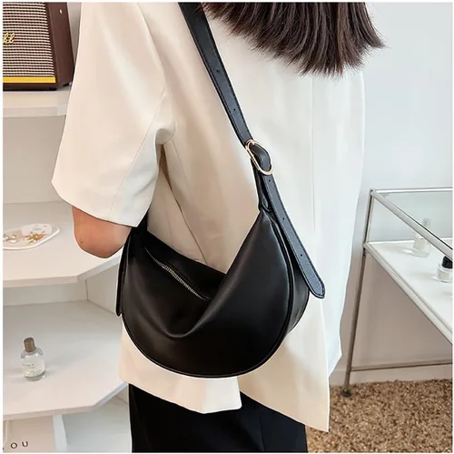 Vista 2 de Bolsos cruzados pequeños para mujer, bolso de hombro creciente, bolsa de bola de masa media luna, bolso diario para viajes, cuero vegano
