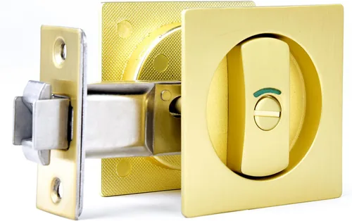 Vista 10 de Dontay Cerradura de indicadores codificados por color para puerta de bolsillo, cerradura de manijas de privacidad (cama/baño), fondo de 2-3/8 Níquel