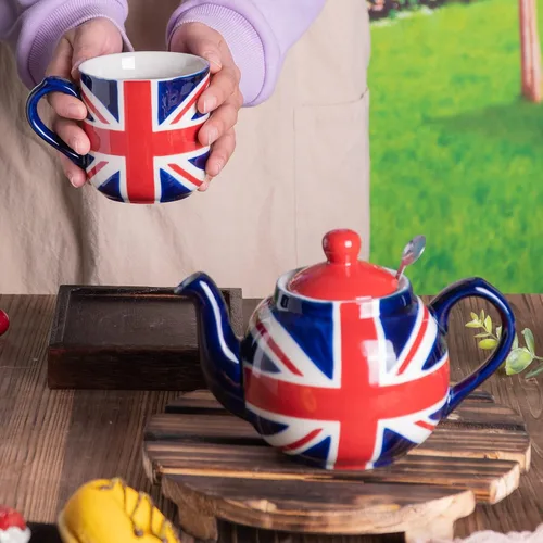 Vista 8 de London Pottery Tetera con infusor, cerámica, pintado a mano Union Jack Edición Limitada, 2 tazas (20.3 fl oz)