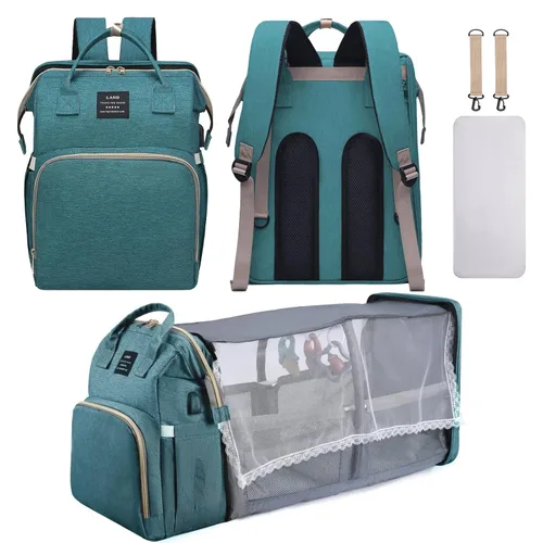 Vista 10 de Mochila para pañales, bolsa de pañales multifuncional para bebés, Negro -, Bolsa de pañales para bebé