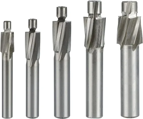 Vista 8 de Broca de taladro HSS de 4 flautas para fresado de molino de extremo de avellanado para perforación de madera/metal, M14.4x24x12x80