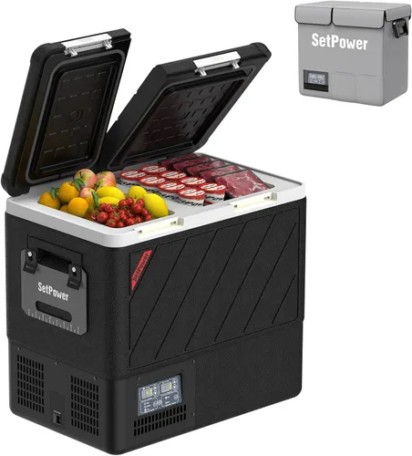 Vista 8 de Setpower DT45 - Refrigerador eléctrico para automóvil con cubierta, congelador portátil de doble zona de 45 litros, refrigerador portátil