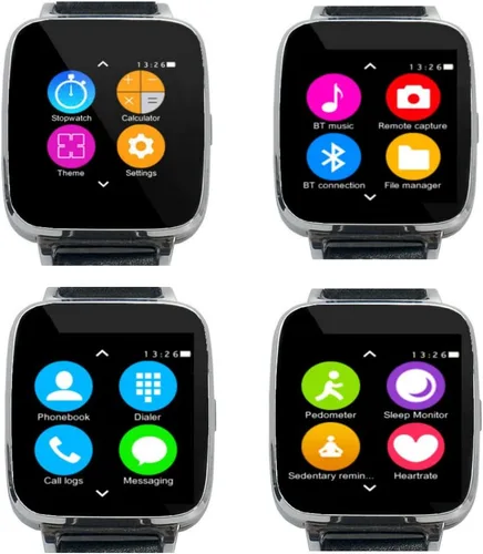 Vista 5 de Bean Information Technology Beantech Gold Emerge Smartwatch para iOS y Android con aplicaciones de fitness, música y mensajería y cámara con correa
