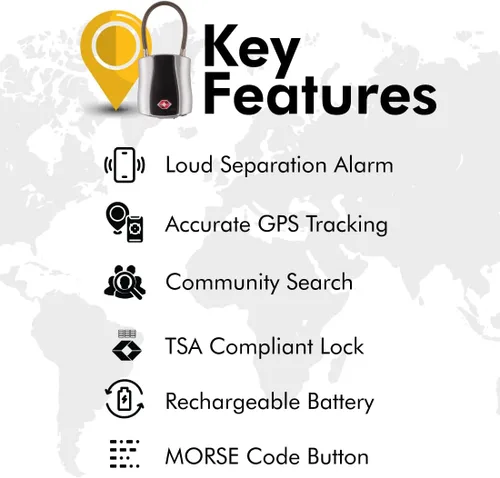 Vista 2 de tag8 Dolphin - Candado inteligente (paquete de 1), compatible con la TSA para maleta y equipaje con alarma, candado Bluetooth sin llave para maleta