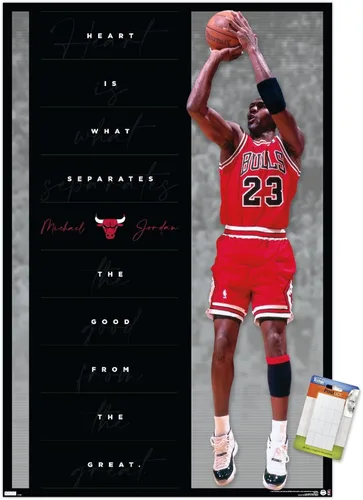 Vista 12 de Trends International Michael Jordan - Póster de pared de corazón, 22.4 pulgadas de largo x 14.7 pulgadas, versión enmarcada en madera de granero