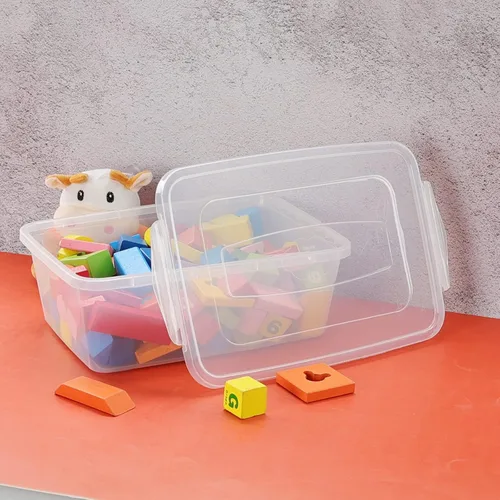 Vista 7 de Pekky Contenedor de almacenamiento transparente de 6.5 cuartos de galón, caja de plástico con tapa, 4 paquetes