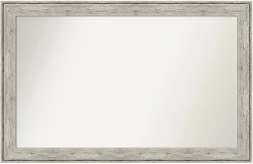 Vista 295 de Amanti Art Espejo de baño plateado para sobre el fregadero, 28 x 37 pulgadas, elegante espejo rectangular de peltre cepillado, marco de madera