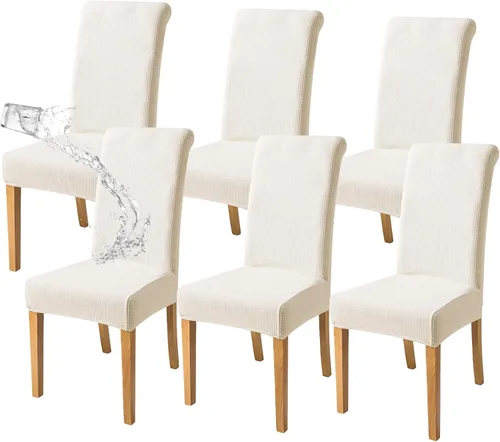 Vista 30 de FORCHEER Juego de 4 fundas para sillas de comedor para comedor, fundas elásticas para sillas de comedor y cocina, lavables y extraíbles
