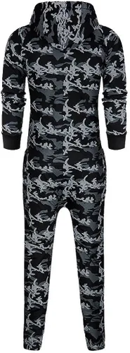 Vista 4 de WoCoo Mens Hooded Jumpsuits Full-Zip One Piece Hoodies Rompers Casual Splicing Onesie Pajamas Tracksuits Joggers Sports Suits