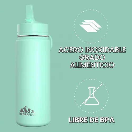 Vista 6 de Hydrapeak Mini botella de agua de 20 onzas con tapa con popote, aislamiento de doble pared de acero inoxidable Botella a prueba de fugas y Alpine