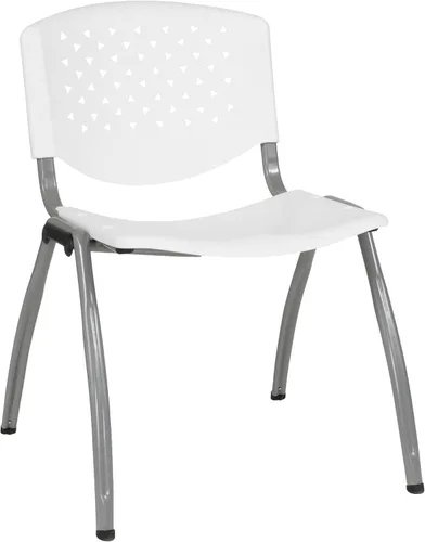 Vista 23 de Flash Furniture - Silla apilable de plástico negro de la serie HERCULES con capacidad de 880 lb. y marco recubierto en polvo de color gris titanio