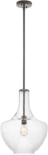 Vista 3 de Kichler Everly - Lámpara colgante de 11.25 pulgadas con 1 luz, diseño de vidrio fantasía transparente en níquel cepillado