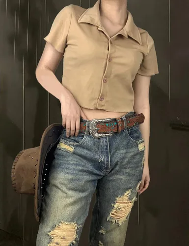 Vista 4 de TOPACC Cinturones occidentales para mujer y hombre Cowboy Country Cinturones con hebillas para jeans pantalones Rodeo