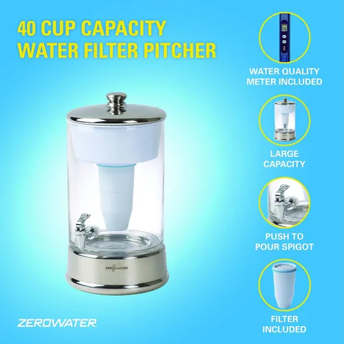 Vista 6 de ZeroWater Filtro de repuesto oficial: repuesto de filtro de agua de 5 etapas (paquete de 12) y dispensador de filtro de agua de vidrio listo