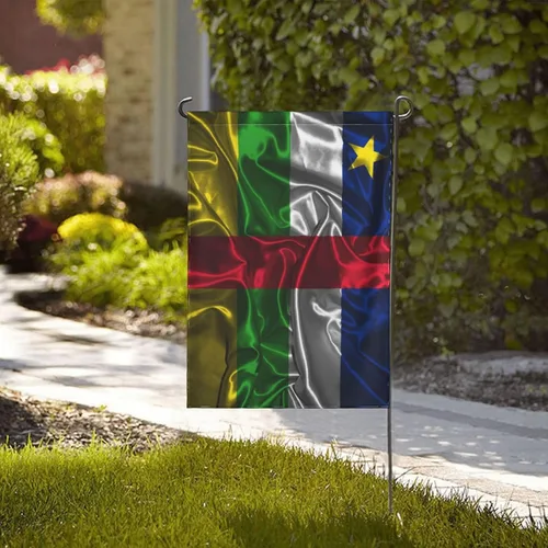 Vista 2 de Silk Style Flag Of The Central African Republic Garden Flag 12.5"x18" Inch Double Sided Garden Flags Home Lawn Outdoor Decor Flags Party Banner