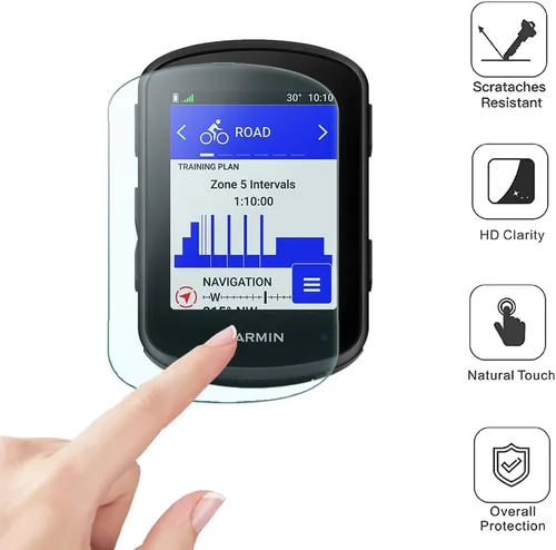 Vista 5 de Protector de pantalla de reloj inteligente compatible con Garmin Edge 840, Solar y Edge 540, funda solar de silicona suave y película protectora