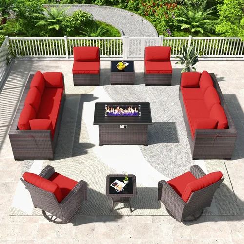 Vista 21 de Kullavik - Juego de muebles para exterior de 6 piezas con sofá modular de ratán de polietileno, color negro