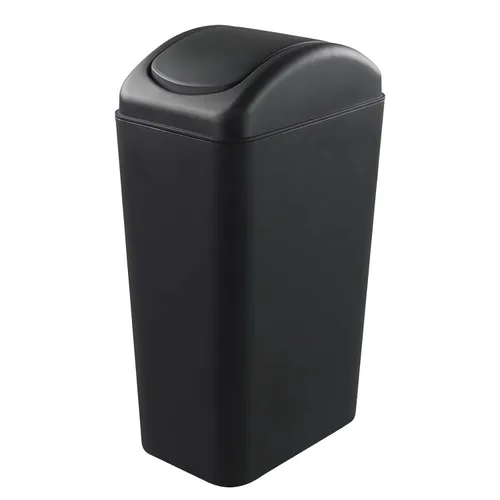 Vista 7 de Hespama Bote de basura delgado, 14L, color negro, con tapa basculante, cubo de basura para espacio estrecho