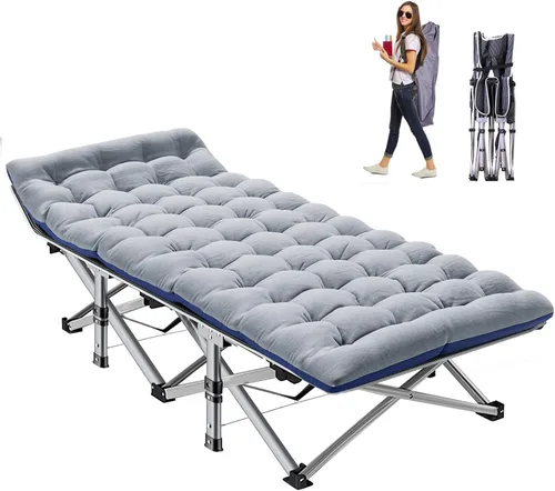 Vista 7 de NAIZEA Folding Camping Cots for Adults, Portable Cot with Mattress Heavy Duty Outdoor Bed with Carry Bag 1200d Oxford Cloth Sleeping Cots for Cuna