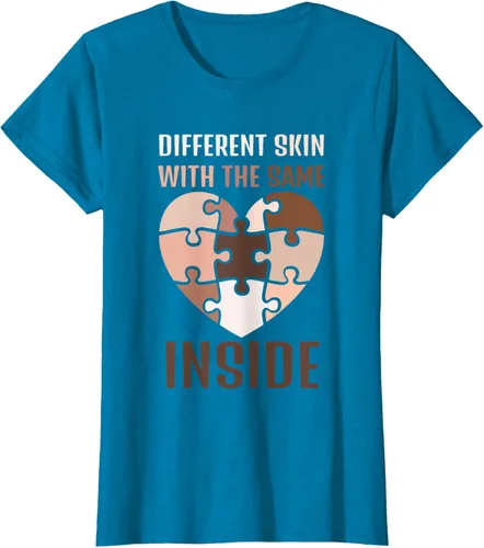 Vista 64 de Camiseta con texto en inglés "Black History Month Different Skin With The Same Love Inside