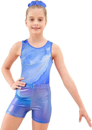 Vista 2 de JOYSTREAM Leotardos de gimnasia para niñas con pantalones cortos brillantes para bailar ballet