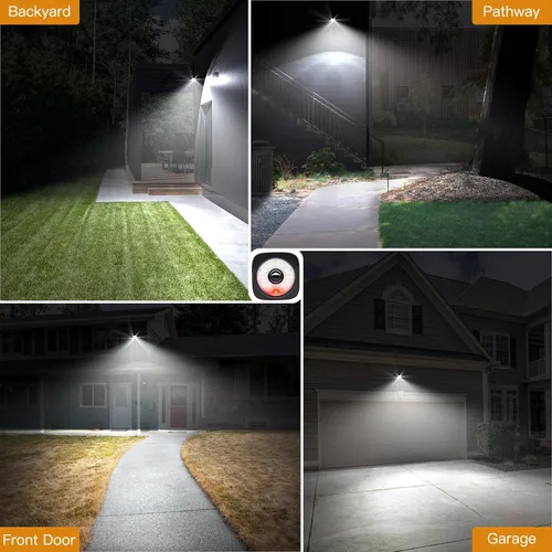 Vista 7 de Lixada Luces solares con sensor de movimiento para exteriores, IP67, impermeables, para montaje en pared, luces LED de seguridad de movimiento con 3