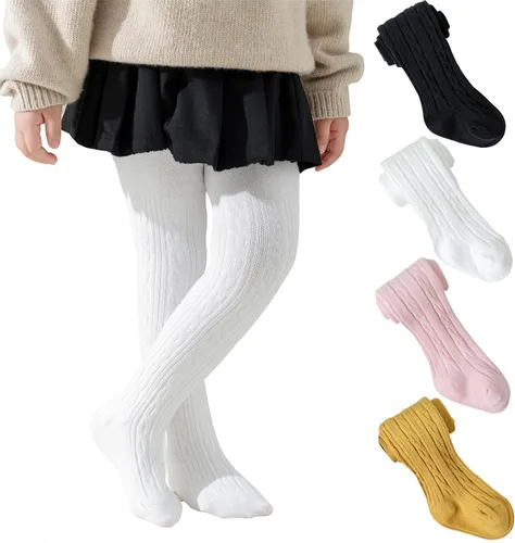 Vista 19 de Jormatt Medias de niña con punto trenzado, leotardos de algodón para niñas pequeñas, medias de invierno para recién nacidos y bebés