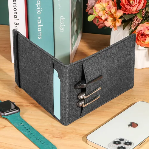Vista 6 de Funda para Cuaderno para Rocketbook Mini y Field Notes con Espiral Superior (3.5"x5.5") - Estuche Resistente al Agua con Soporte para Bolígrafo