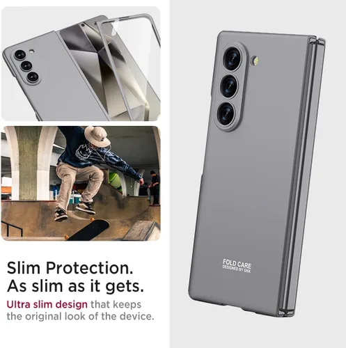 Vista 5 de Miimall Funda ultradelgada para Galaxy Z Fold 6, funda de cuerpo completo con protector de pantalla integrado, apto para bolsillo, a prueba de Gris