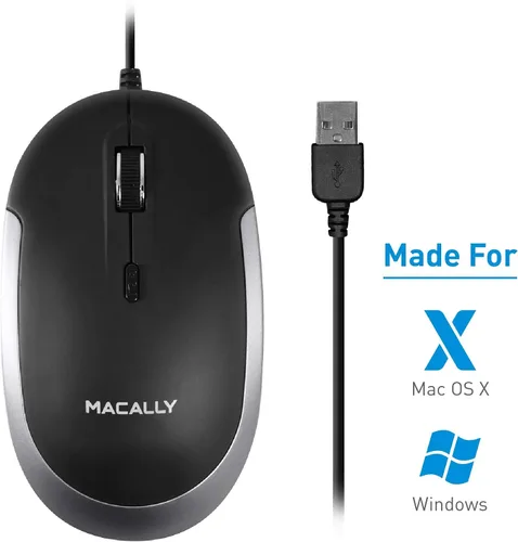 Vista 6 de Macally Mini teclado con cable y un ratón con cable silencioso, combina perfectamente con MacBook gris espacial