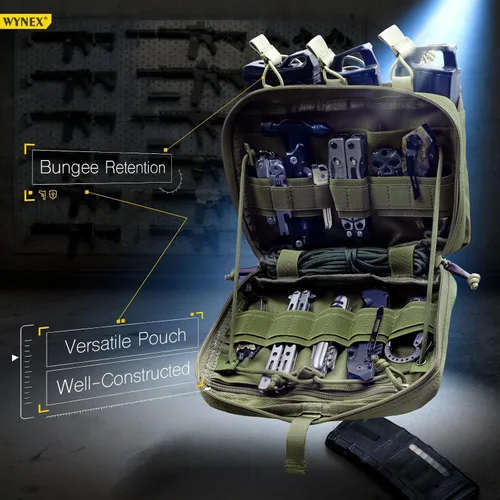 Vista 3 de WYNEX Bolsa Táctica para Administración de Cargadores, Bolsa de Herramientas Utilitaria Molle, Organizador Médico EMT con Sistema Triple Apilable