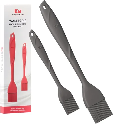 Vista 8 de Kitchen Mama WaltzGrip Platinum - Cepillo de silicona para repostería, color azul Juego de 2, resistente al calor, apto para lavavajillas