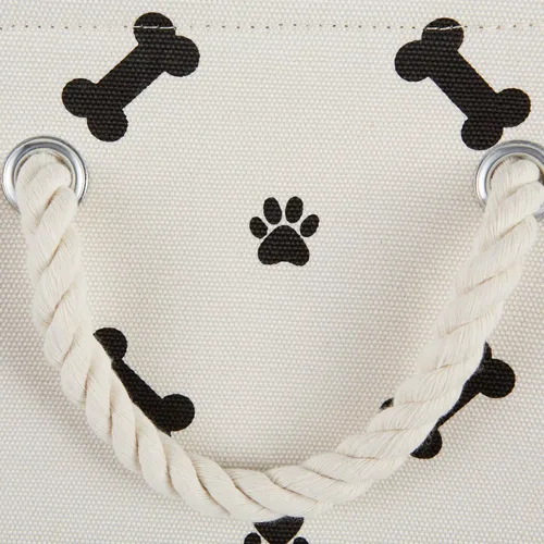 Vista 3 de Bone Dry Pet Storage Collection - Estampado de patas y huesos, rectángulo pequeño, 14 x 8 x 9 pulgadas, color negro