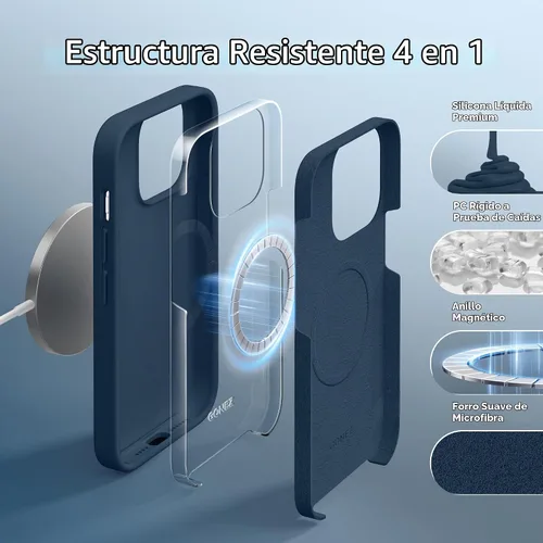 Vista 4 de GONEZ Funda de silicona para iPhone 14 Pro Max, compatible con MagSafe, con protector de pantalla + protector de lente de cámara, silicona líquida a