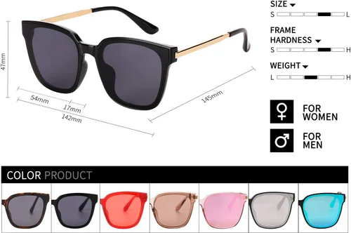 Vista 4 de Lentes de sol cuadrados de gran tamaño para mujer, lentes espejados U886